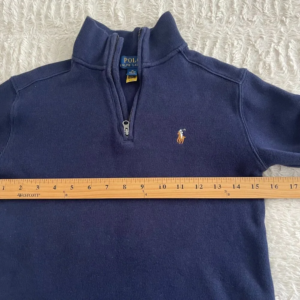 Polo Ralph Lauren Navy Blue 1/4 Zip Pullover Kids Size M 10/12 Boy Sweater Shirt